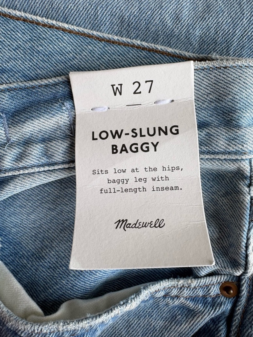 Madewell Low Slung Baggy Jeans W27 Light Washed Distressed Straight Leg Jean NWT - Picture 4 of 12